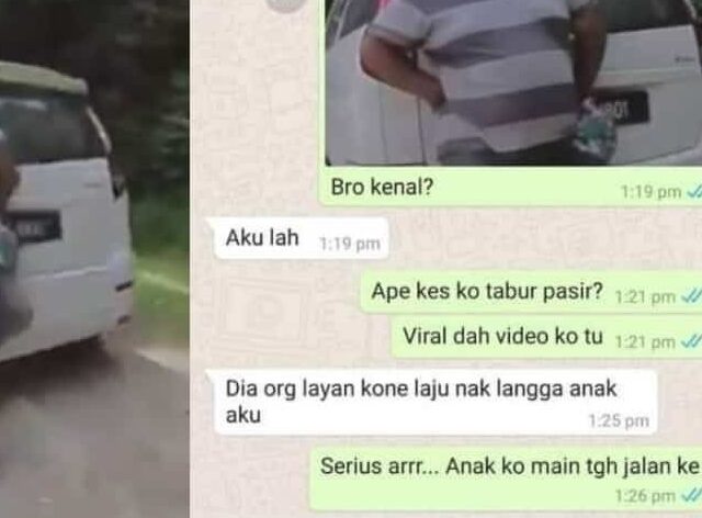 Marah dengan penunggang motor, lelaki ini tabur pasir di jalan raya Marah dengan penunggang motor, lelaki ini tabur pasir di jalan raya